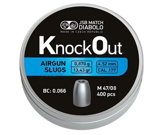 Свинцовые пули JSB Diabolo KnockOut Slugs 4,52 мм , 0,870 г, 400 шт/уп (546126-400)