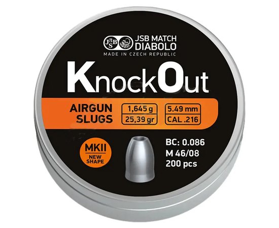 Свинцовые пули JSB Diabolo KnockOut Slugs MKII .216 (546222-200)