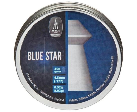 Свинцеві кулі BSA Blue Star, 4,5 мм, 0,52 г, 450шт/уп (740)