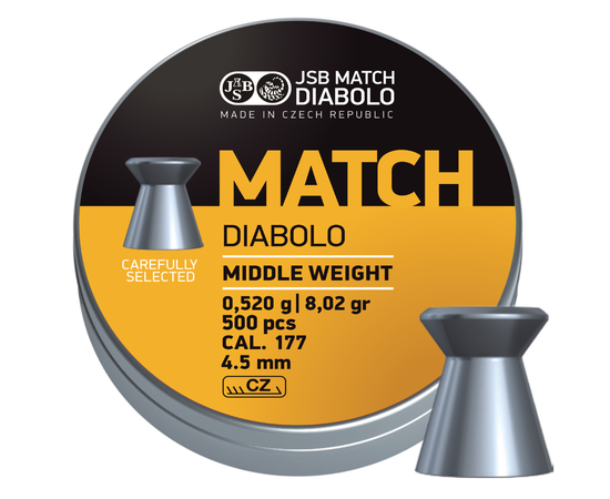 Свинцовые пули JSB Match Diabolo middle 4.50 мм, 0.52 г 500 шт (000015-500)