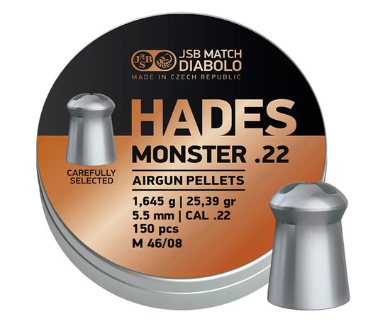 Свинцеві кулі JSB Diabolo Hades Monster кал. 5,5 мм 1.645 г 150 шт/уп (546390-150)