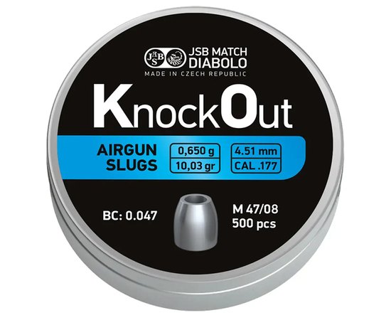 Свинцовые пули JSB Diabolo KnockOut Slugs кал 4,5 мм 0,650 г 500 шт/уп (546324-500)