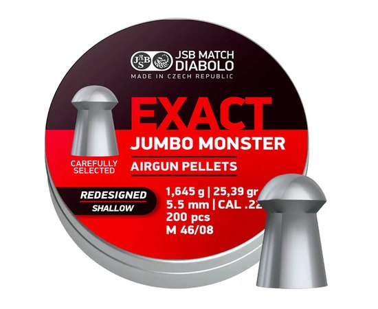 Свинцеві кулі JSB Diabolo Exact Jumbo Monster Redesigned SHALLOW кал. 5,5 мм 1,645 г 200 шт/уп (546189-200)