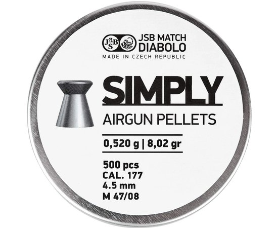 Свинцовые пули JSB Diabolo Simply, 4,5 мм ,0.52 гр, 500 шт/уп (001245-500)